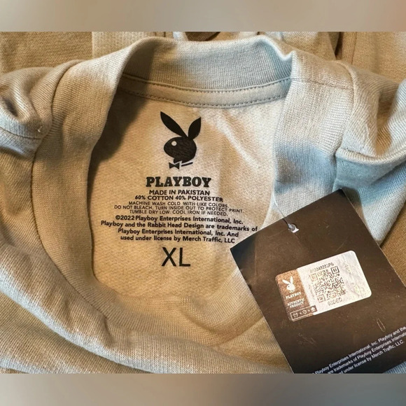 NWT Playboy Crewneck Sweatshirt Beige Khaki Color Size XL - Picture 8 of 8